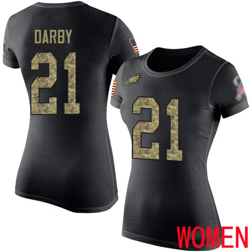 Women Philadelphia Eagles #21 Ronald Darby Black Camo Salute to Service NFL T Shirt->philadelphia eagles->NFL Jersey